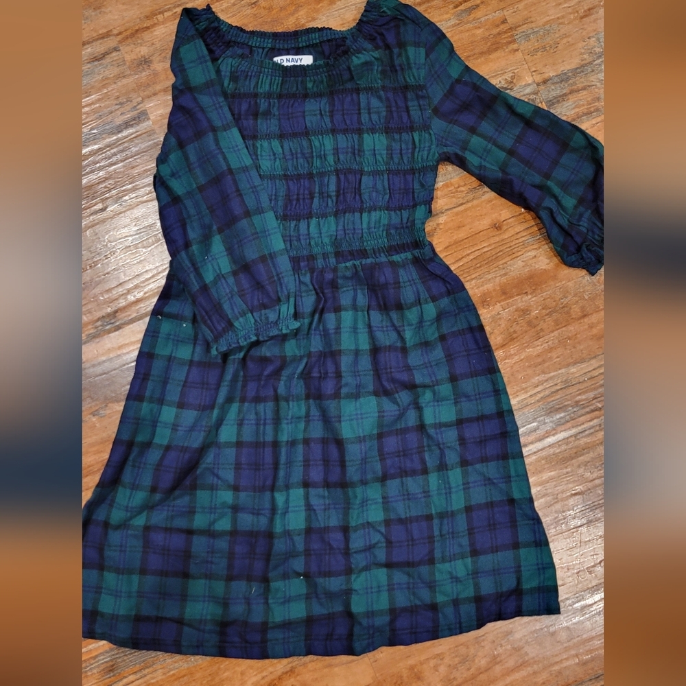 Old Navy Dress, Sz8, Blue and Green Plaid